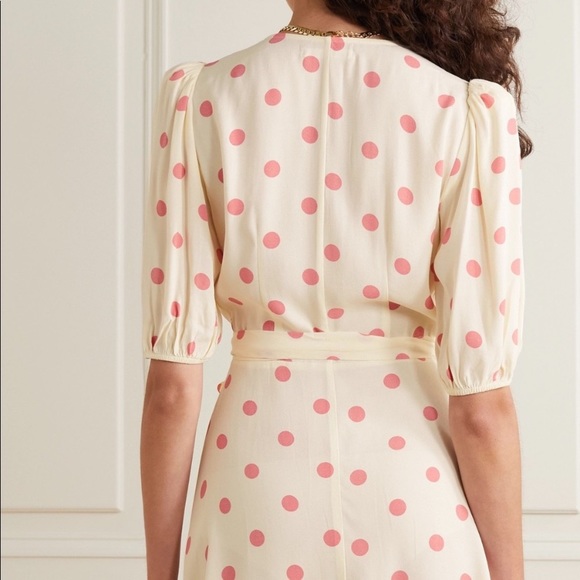 Reformation Olince Polka Dot Crepe Wrap Dress - Picture 6 of 7